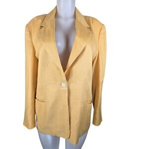 Talbots Yellow 100% Irish Lined Lined Business Work Casual Women's Blazer 14